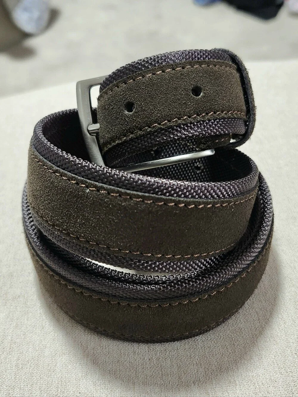 Jennifer Tattanelli Men's Hand Crafted Brown Suede Belt Made Italy Silver Buckle